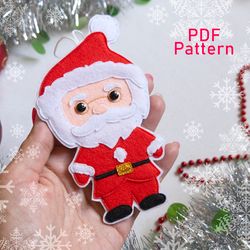 Santa Claus PDF Felt Pattern, DIY Tree Ornament, Christmas Decor, Sewing Instruction,  Xmas Felt Hanging Car, New Year