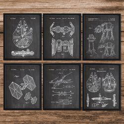 Star Wars Patent Set of 6,  Millennium Falcon Star Wars Poster, Millennium Falcon Star Wars Patent, Millennium Falcon