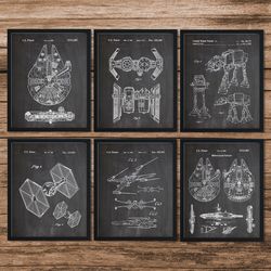 star wars patent set of 6,  millennium falcon star wars poster, millennium falcon star wars patent, millennium falcon
