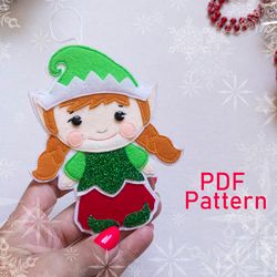 PDF Pattern Christmas Elf, Felt Ornaments, Elf Template, DIY kit decor Tree Advent Calendar, Tutorial Santa Helper