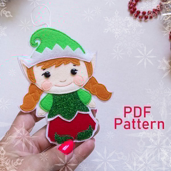 PDF Pattern Christmas Elf, Felt Ornaments, Elf Template, DIY | Inspire ...
