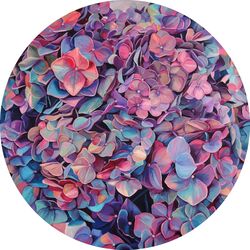 Pink hydrangea Oil painting Flowers art Hydrangea home wall decor Round art