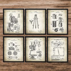 set of 6 camera patent, camera poster, camera print, photography poster, photographer art,vintage camera, antique camera