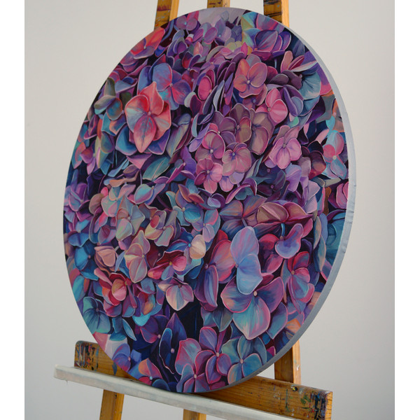 pink hydrangea round canvas oil painting.jpg