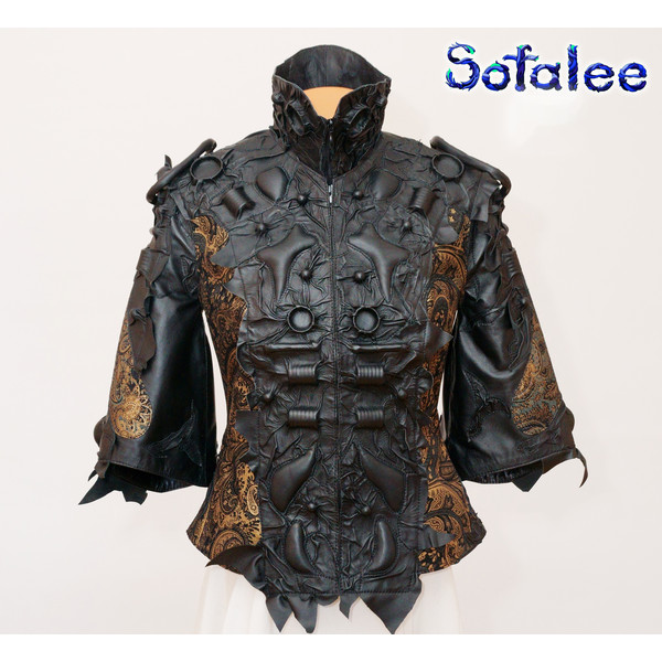 Jacket womens genuine leather bronze and black color exclusive handmade best quality.jpg