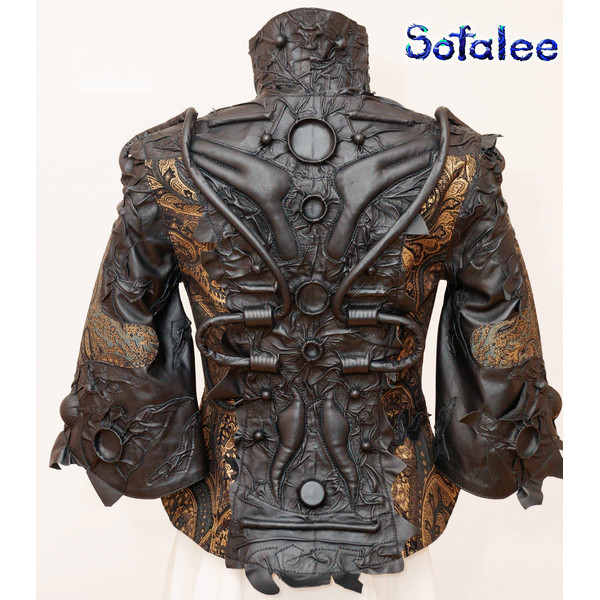 jacket women's  genuine leather bronze and black color exclusive handmade best quality 1.jpg