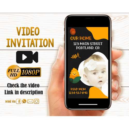 Animated Turkey birthday invitation Turkey invitation video Thanksgiving party invite Fall drive by birthday party photo