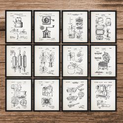 Kitchen Accessories Patent Print Set of 12, Kitchen Decor Patent, Kitchen Prints, Kitchen Gifts, Kitchen Wall Art Poster