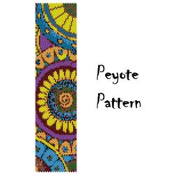 Abstract Flowers Peyote Beading Pattern, Seed Bead Bracelet, Peyoted Beaded patterns Digital PDF