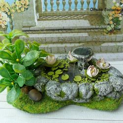 Miniature pond for a doll garden.1:12 scale.
