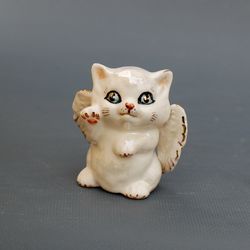 Kitten statuette Cat Angel Porcelain figurine Winged kitten Small figurine Animal figurines cat lover gift