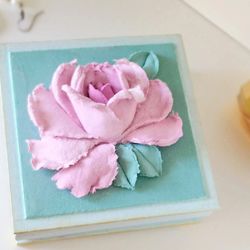 small jewelry box with rose gift for woman for mother's day trinket box for girl shabby chic decor custom jewelry box