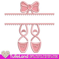 Ballet Shoes  Ballet Slippers Cute Pink Design Applique for Machine Embroidery