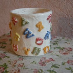 Ceramic pot for plants. Planter letters alphabet ABC. Adorable flower pot. Succulent Cactus Planters