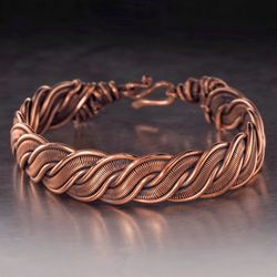 Wire wrapped copper bracelet / Antique style artisan copper jewelry / 7th Anniversary gift for her or him / Wirewrapart