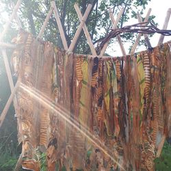 ethnic boho hippie tiger brown cream lace fabric valance rag curtain rich garland for interior hanging on the wall