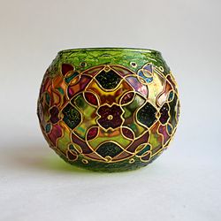 Green Caleidoscope Candle Holder Abstract Votive Tealight Holder