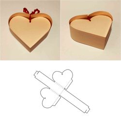 heart box template, heart shaped box, heart gift box, love box, love gift box, romantic box, svg, pdf, cricut, dxf