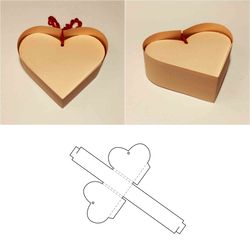 Heart box template, heart shaped box, heart gift box, love box, love gift box, romantic box, SVG, PDF, Cricut, DXF