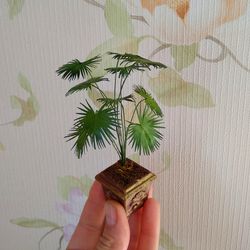 Palm tree in a pot.Miniature Dollhouse.1:12 scale.