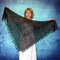 Hand knit black Russian Orenburg shawl, Woolen wrap, Goat down kerchief, Warm cover up, Handmade stole, Mourning cape.JPG