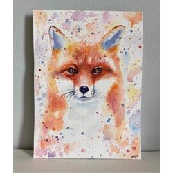 Red Fox Watercolor Painting, Original Red Fox Watercolor Art, Fox Wall Decor