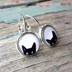 Black Cat Earrings Dangle