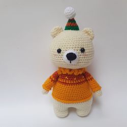 Hand Crochet Clown the Bear Funny Stuffed Toys Animals Christmas Gift Amigurumi Knit