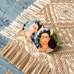 Frida Kahlo earrings wooden studs