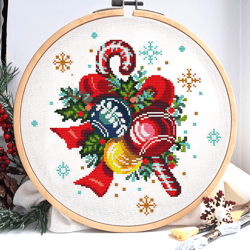Christmas bells cross stitch, Christmas cross stitch pattern, Christmas tree, Christmas candy cane, Digital PDF