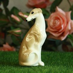 Greyhound figurine italian greyhound dog ceramics handmade, whippet statuette porcelain