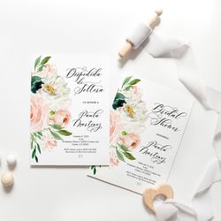 floral despedida de soltera invitacion, spanish bridal shower invitation, bridal shower invitation, floral bridal shower