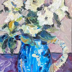 Roses painting Original oil painting on cardboard Flowers bouquet painting Fauvism Impressionism art Australian flowers