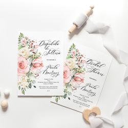 floral spanish bridal shower invitation despedida de soltera invitacion floral bridal shower invitation, bridal invite
