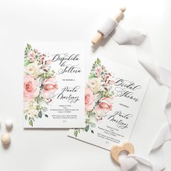 Floral Spanish Bridal Shower Invitation Despedida de Soltera Invitacion Floral Bridal Shower Invitation, Bridal Invite