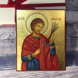 saint sebastian | hand painted icon | jewelry icon | miniature icon | orthodox icon | byzantine icon | religious