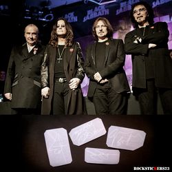 Black Sabbath autographs vinyl stickers Bill Ward, Geezer Butler, Ozzy Osbourne, Tony Iommi signature guitar decal