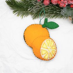 Orange mandarin, Christmas hanging ornament for kids advent calendar or Christmas tree decoration
