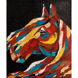 Horse Painting Animal Original Art Impasto Artwork Farmhouse Wall Art Oil Canvas 12 by 10 inch ARTbyAnnaSt