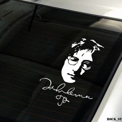 John Lennon stickers vinyl portrait plus signature autographs The Beatles guitar, car stickers