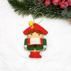 Nutcracker ornament, Christmas hanging decor for kids advent calendar or Christmas tree decoration