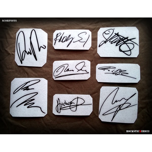 Scorpions autographs stickers Klaus Meine, Rudolf Schenker, | Inspire ...