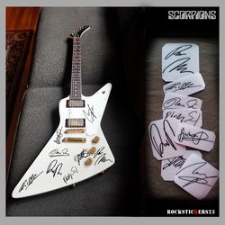 Scorpions autographs stickers Klaus Meine, Rudolf Schenker, Matthias Jabs, Francis Buchholz, Herman Rarebell etc