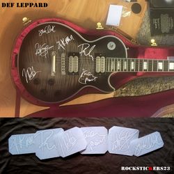 Def Leppard stickers autographs vinyl Joe Elliot, Rick Savage, Rick Allen, Vivian Campbell, Steve Clark, Phil Collen etc