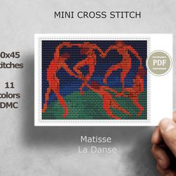 Mini cross stitch pattern Modern tiny art - Matisse - Dance - Famous art Tiny miniature painting 214