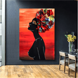 Desert Painting African Woman Original Art American Woman Wall Art Black Woman Sexy Painting Small Painting 23,6 by 16,5