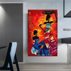 Desert Painting African Woman Original Art American Woman Wall Art Black Woman Impasto Painting Small Painting 8 by 11,5
