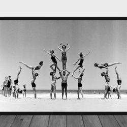 Vintage photo acrobats printable, Vintage printable sport photo, Black and White Photo, Beach Photo Art Print