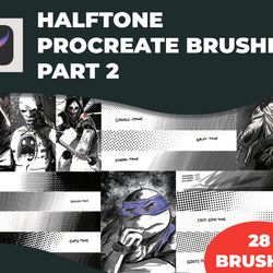 Halftone Procreate Brushes, Procreate Halftone Brush, Color Halftone Procreate, Halftone For Procreate