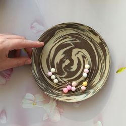 Neriyagi Ceramic Plate, Marble Pattern Tableware, Small Dessert Plate, Unique Handmade Gift